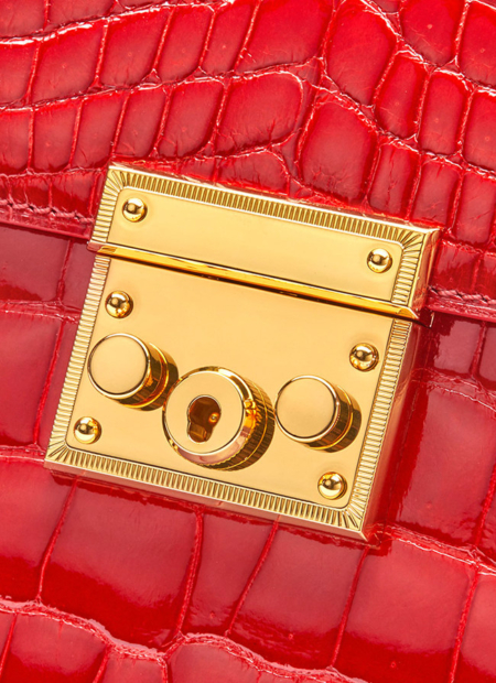 Ladies Alligator Top Handle Bags Padlock Handbags-Padlock