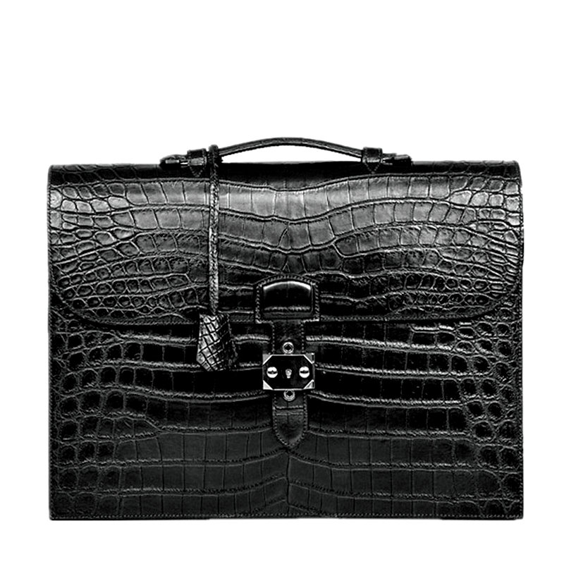 Alligator Leather Briefcase with lock for Lawyers