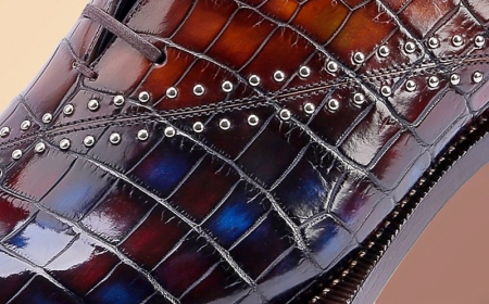 Designer Alligator Oxfords Modern Lace-up Leather Lined Dress Shoes-Detials