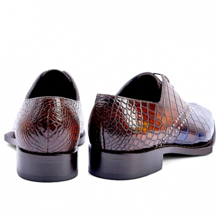 Designer Alligator Oxfords Modern Lace-up Leather Lined Dress Shoes-Heel