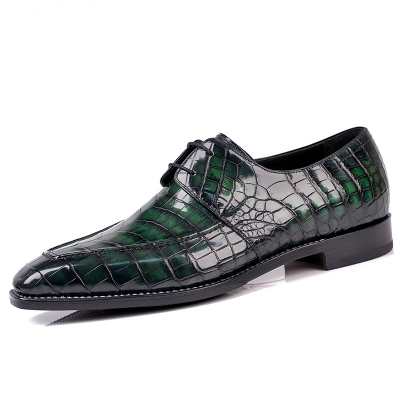 Alligator Derby Shoes Formal Business Shoes Modern Derby Oxford-Green