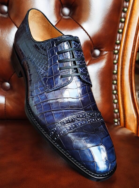 Alligator Leather Shoes Modern Cap-toe Derby Shoes