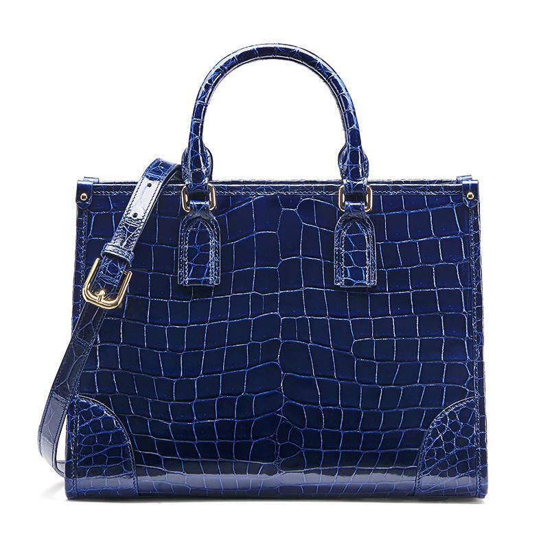 Alligator Satchel Handbags Shoulder Purses Work Bags-Blue