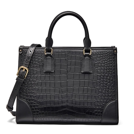 Alligator Satchel Handbags Shoulder Purses Work Bags for Women-Black