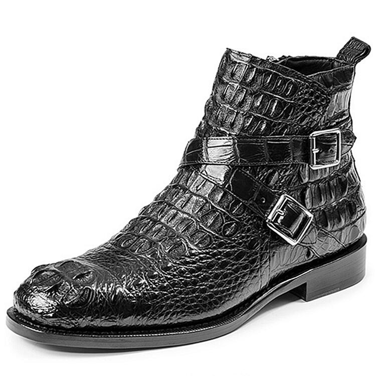 Crocodile Hornback Skin Ankle Boots for Men