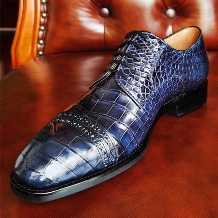 Formal Business Alligator Leather Shoes Modern Cap-toe Derby Shoes