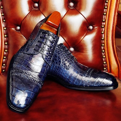 Louis vuitton Men Loafers in blue crocodile stylished leather