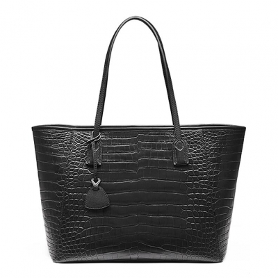 Alligator Tote Shoulder Bags Travel Tassel Handbags Laptop Bags-Black
