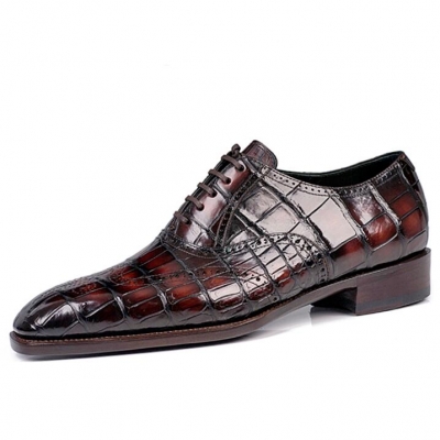 Formal Alligator Leather Lace Up Derby Dress Shoes for Men