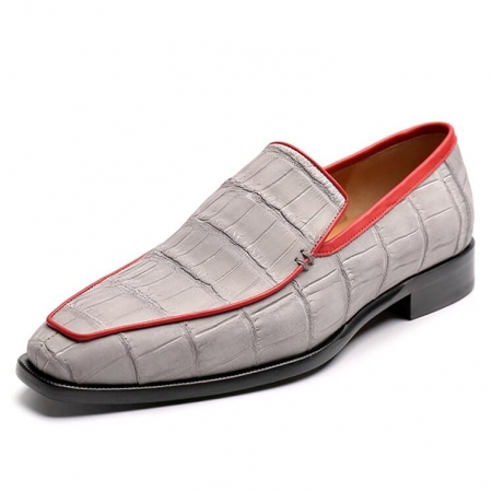 Casual Alligator Slip-on Loafers Timeless Alligator Shoes-Gray