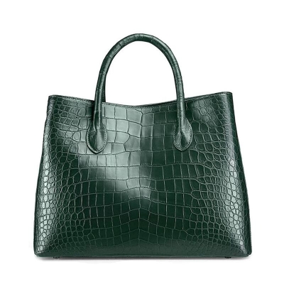 Alligator Leather Handbag Tote Shoulder Bag Crossbody Purse-Green