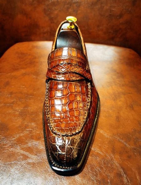 Luxury Alligator Leather Slip-On Penny Loafer Goodyear Welted Shoes