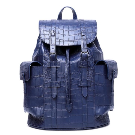 Alligator Skin Backpack Shoulder Bag Travel Bag-Blue