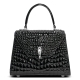 Alligator Top Handle Purses Shoulder Bags-Black