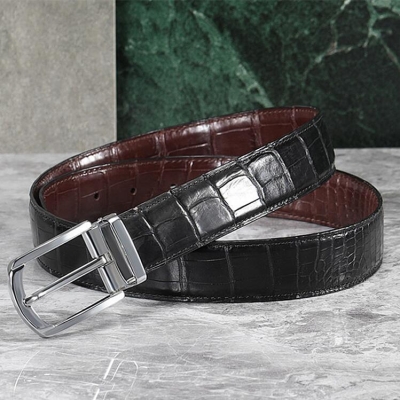 Classic Alligator Leather Reversible Belts for Men