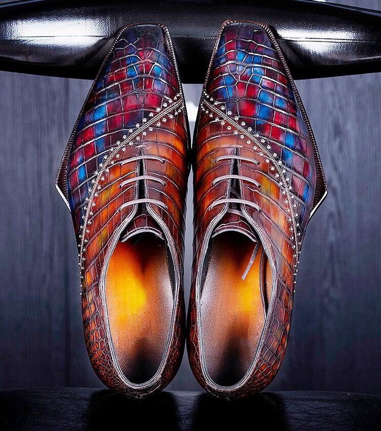 Unique Christmas Gifts for Men 2021-Designer Alligator Oxfords Modern Lace-up Leather-Lined Dress Shoes