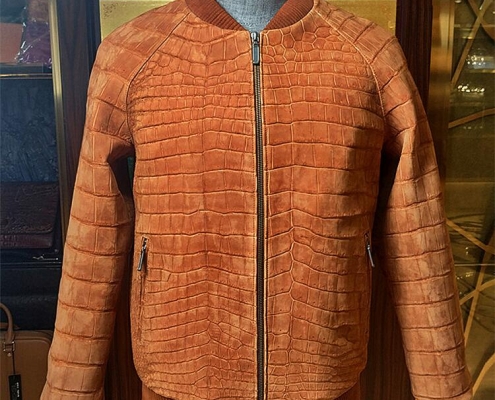 Unique Christmas Gifts for Men 2021-Stylish Suede Crocodile Leather Bomber Jackets