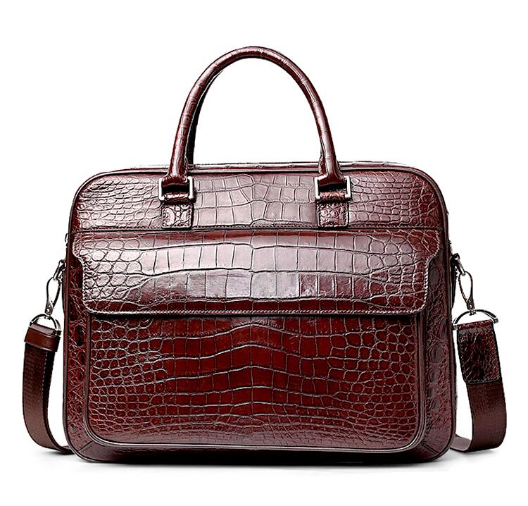 Best Leather Briefcases-Alligator Briefcase Laptop Shoulder Messenger Bag for Men