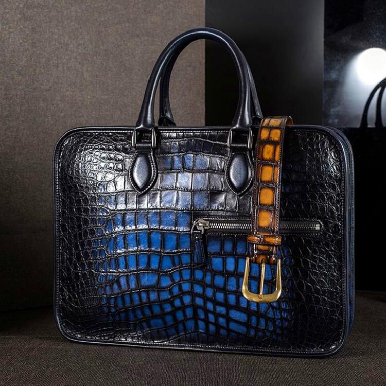 Best Leather Briefcases-Alligator Crossbody Laptop Business Bag for Men