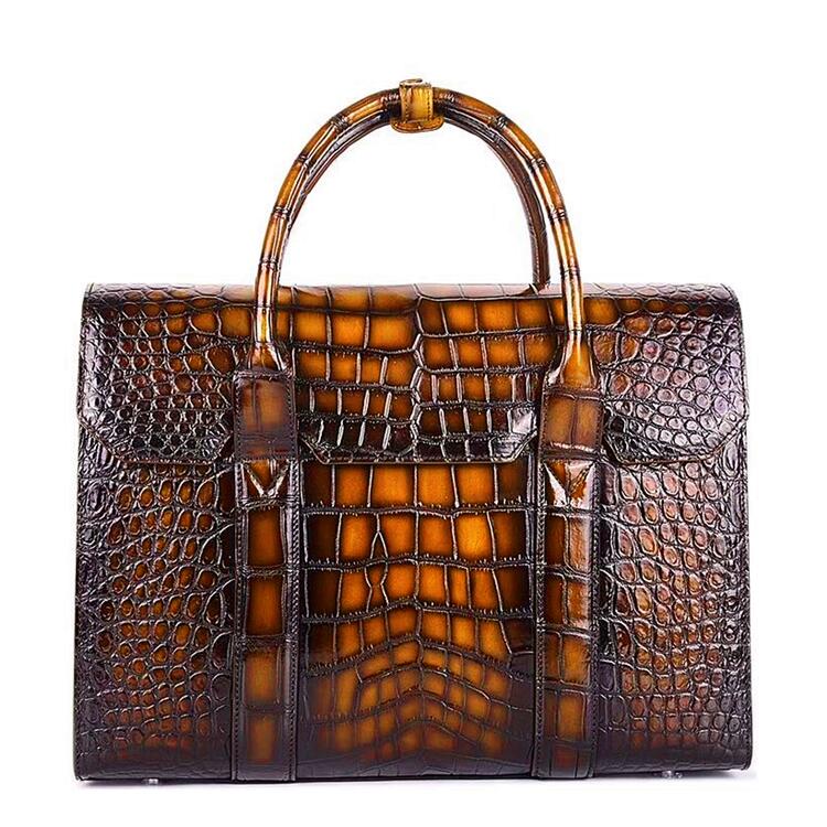 Best Leather Briefcases-Mens Alligator Leather Briefcase Messenger Bag Business Bag