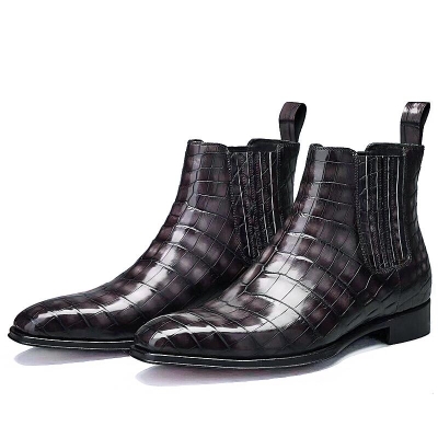 Casual Alligator Leather Chelsea Boots for Men