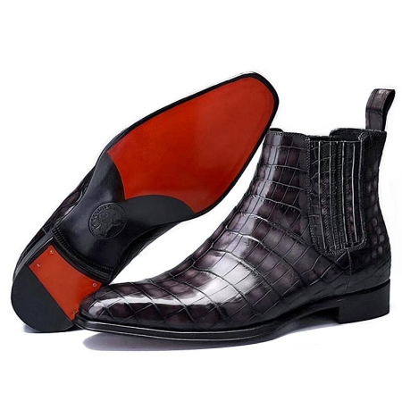 Casual Alligator Leather Chelsea Boots for Men-Sole
