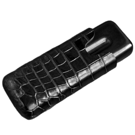 Alligator and Crocodile Cigar Cases-Black