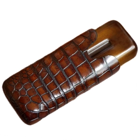 Alligator and Crocodile Cigar Cases-Brown