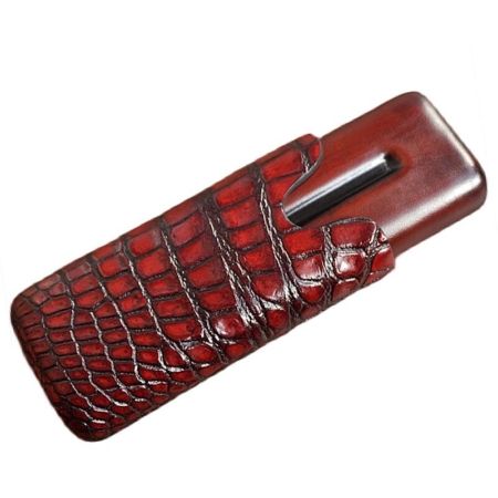 Alligator and Crocodile Cigar Cases-Burgundy