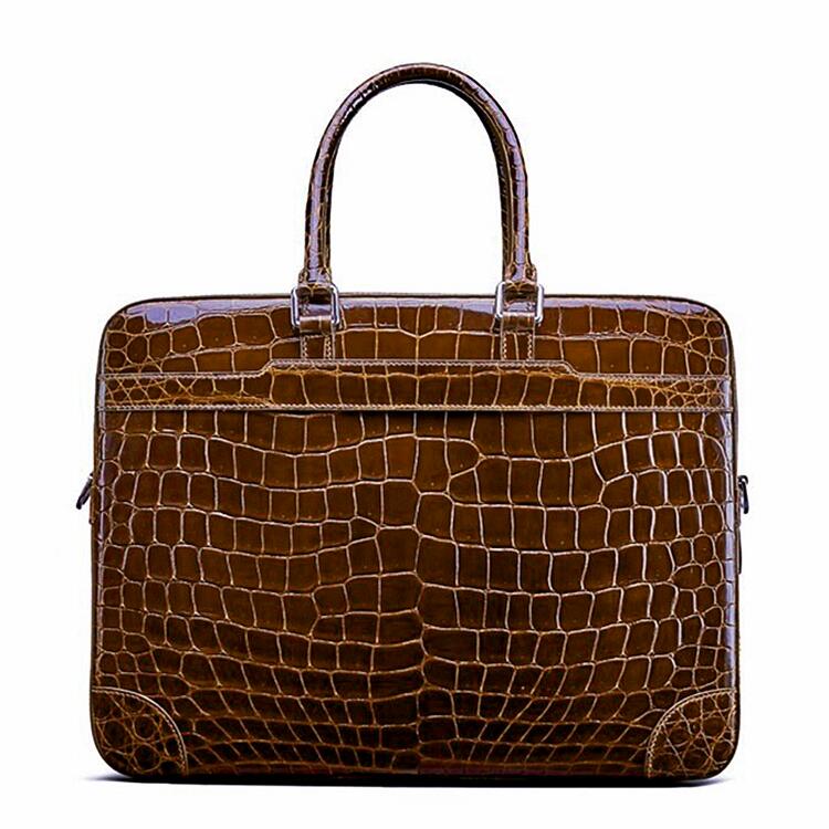 Best Leather Bags For Your Job Interview-Alligator Briefcase Laptop Shoulder Bag Business Bag for Men