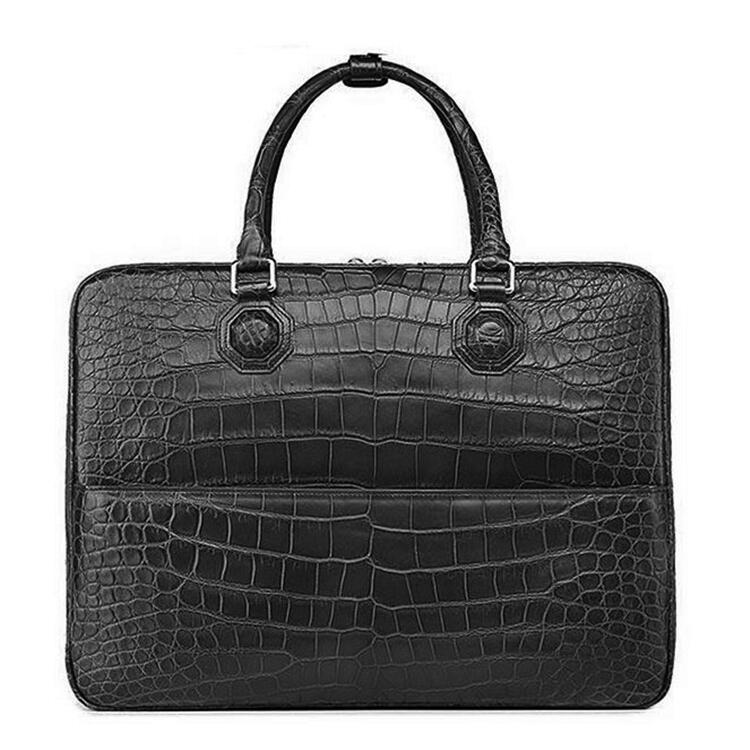 Best Leather Bags For Your Job Interview-Large Alligator Leather Business Trip Briefcase for Men