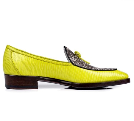 Lizard Skin Tassel Loafer Slip-On Shoes for Men-Side