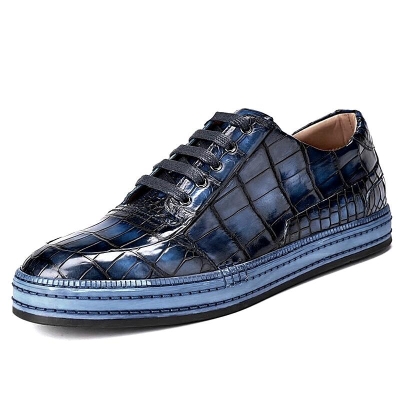 Alligator Leather Lace-Up Sneakers