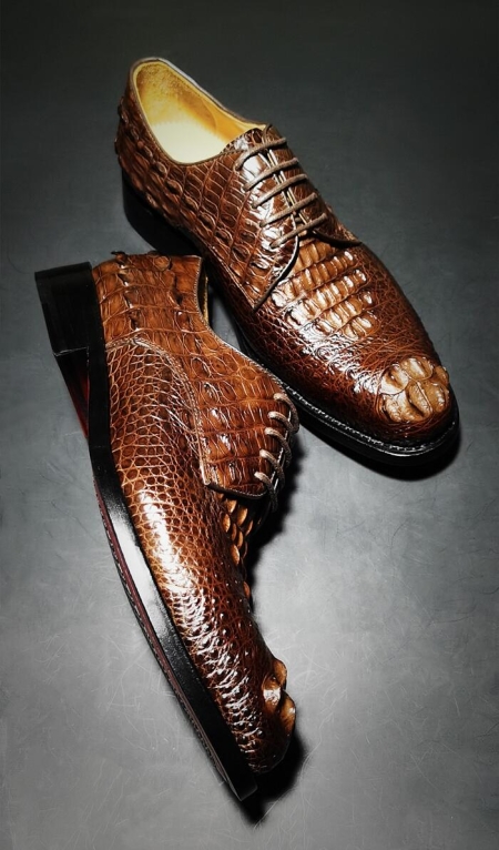 Crocodile Hornback Derby Shoes Dress Shoes-1