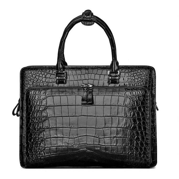 Luxury Laptop Bags for Men 2022-Alligator Leather Briefcase Messenger Bag Attache Case