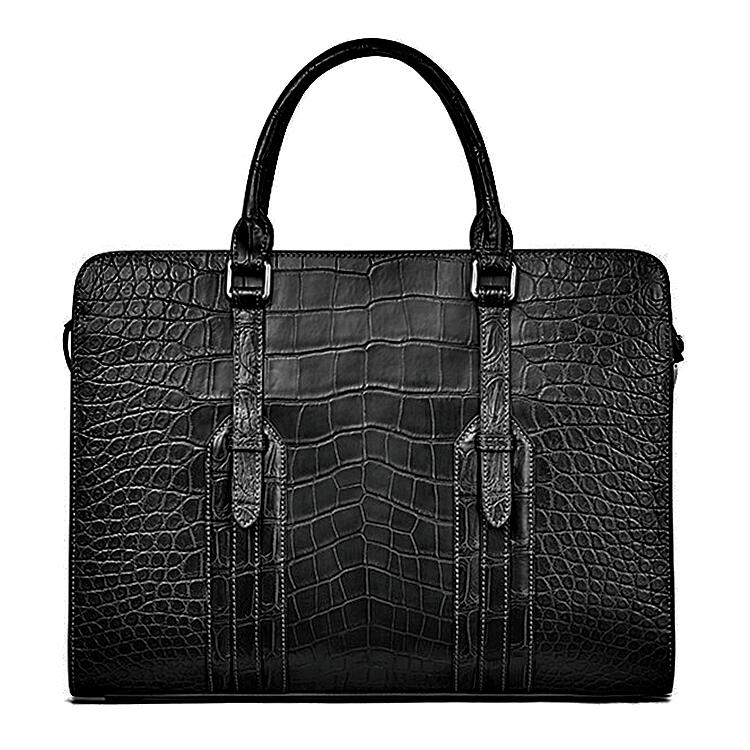 Luxury Laptop Bags for Men 2022-Men's Alligator Leather Laptop Bag Briefcase Shoulder Bag