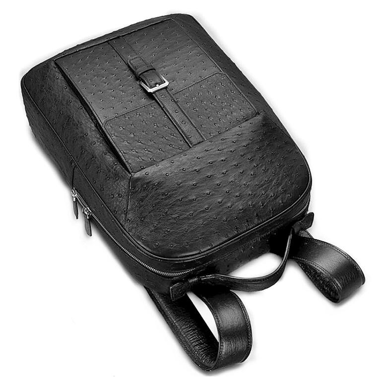 Dexter, Ostrich leather laptop bag - black