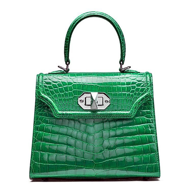 Alligator Handbags Turn Lock Shoulder Bags