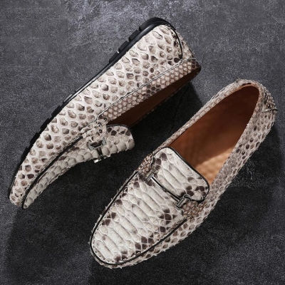 Mens Snakeskin Bit Slip-on Loafers Driving Style Moccasin Shoes