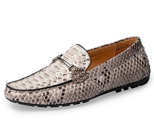 Snakeskin Bit Slip-on Loafers Driving Style Moccasin Shoes