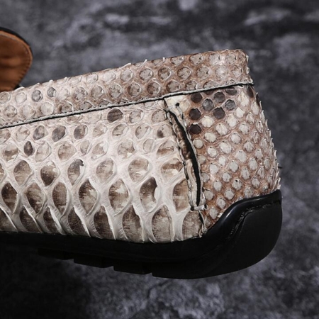 Snakeskin Bit Slip-on Loafers Driving Style Moccasin Shoes-Heel