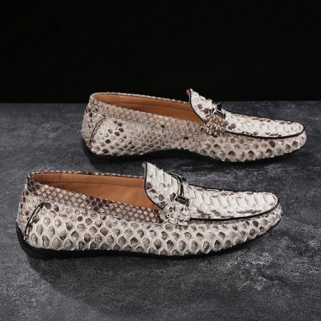 Snakeskin Bit Slip-on Loafers Driving Style Moccasin Shoes-Side