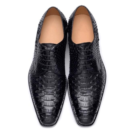 Snakeskin Derby Shoes Leather Lined Dress Shoes-Black-Upper