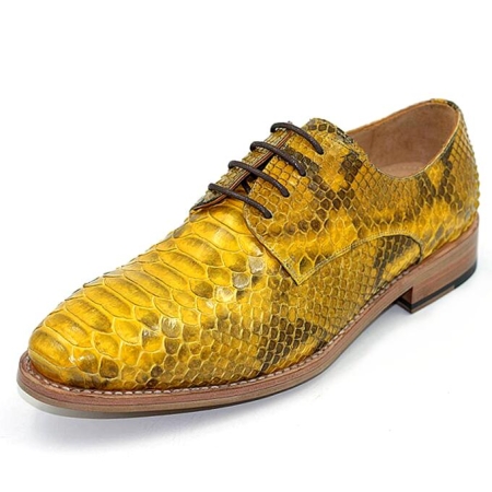 Snakeskin Derby Shoes Leather Lined Dress Shoes-Yellow