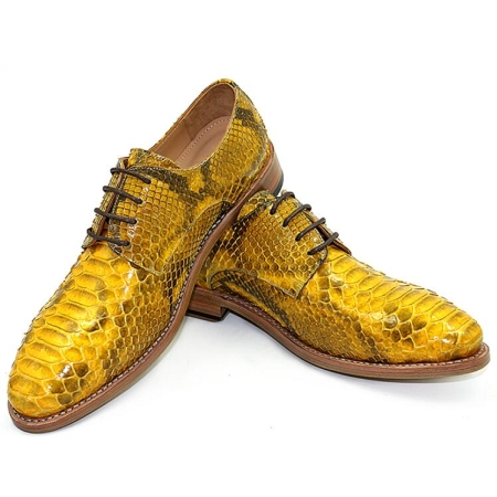 Snakeskin Derby Shoes Leather Lined Dress Shoes for Men
