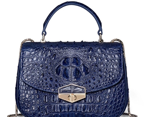 blue color handbag