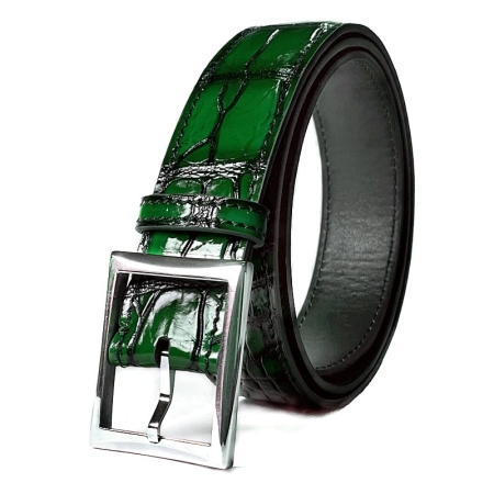 Handcrafted Alligator Belts Patina Alligator Leather Belts-Green