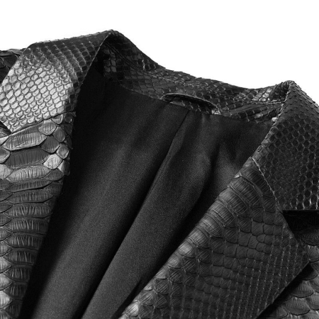 Snakeskin Jackets Python Skin Coats for Men-Collar