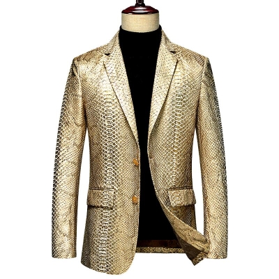 Snakeskin Jackets Python Skin Coats for Men-Golden