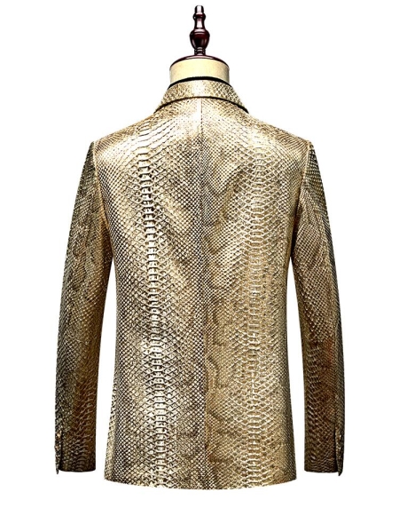 Snakeskin Jackets Python Skin Coats for Men-Golden-Back